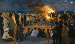 スカーゲンス ビーチでの真夏の火事 作： Peder Severin Krøyer