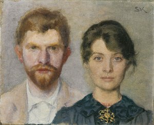 マリーとペーダーの二人の肖像、セヴェリン・クロイヤー、1890年。 作： Peder Severin Krøyer