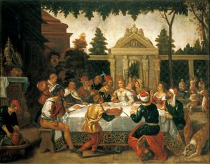 アイザックとレベッカの結婚披露宴、ペドロ オレンテ派の芸術家 (1580 年 - 1645 年頃) 作： Pedro (school of) Orrente