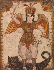 大天使聖ミカエル、c。 1810年（木製パネルに水性塗料） 作： Pedro Antonio Frésquis