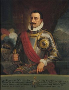 ペドロ・デ・バルディビアの肖像、1874年 作： Pedro León Carmona