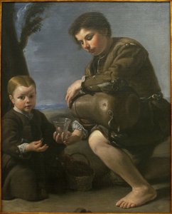 ワインのセールスマン。ペドロ・ヌニェス・デ・ビラビセンシオ（1640年頃～1698年頃）が描いたもので、1685年頃の油彩・キャンバス。スペイン、セビリア美術館。 作： Pedro Nunez de Villavicenzio