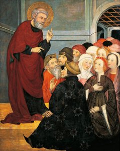 聖ペテロの説教、ペドロ・セラ作（1363年から1399年活動）、パネルにテンペラ