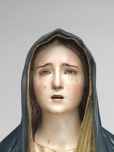 Vorgin of Sorrows Mater Dolorosa（ポリクロームウッド、ガラス、アニマルヘア）