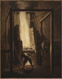 Interieur de la fonderei de cuivre a Falun (Suede) - Falunの銅鋳造所の内部、Hillestroem, Pehr (1732-1816)作。油彩・キャンバス