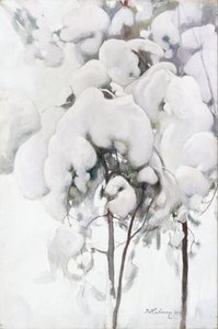 雪に覆われたマツの幼木 作： ペッカハロン