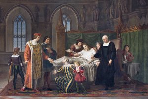 1822年、パヴィア城のジャンガレアッツォスフォルツァを訪れたチャールズ8世（キャンバスに油彩）