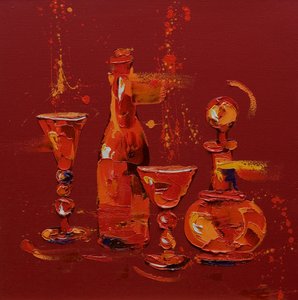 赤の静物画、2005年（油彩・キャンバス 作： Penny Warden