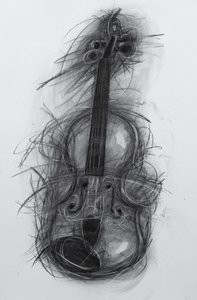 ヴァイオリン, 2005 (紙に木炭) 作： Penny Warden
