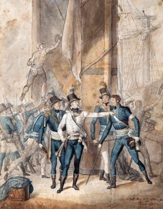 1788 年 7 月 17 日のホグランドの戦いでのスウェーデンのチャールズ 13 世王子パー クラフト ザ ヤンガー (1777-1863) - 紙に水彩、35x28 cm - 個人蔵 作： Per  Krafft