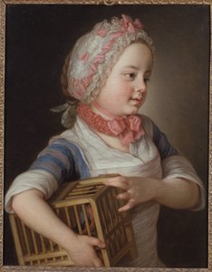 檻の中のブルフィンチを持つ少女-檻の中のブルフィンチを持つ少女、クラフト、パー、長老 作： Per Krafft