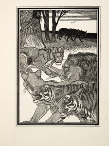 A Grateful Lioness, A Hundred Anecdotes of Animals, pub.1924年に出版されたもので、彫刻です。 作： Percy J. Billingshurst