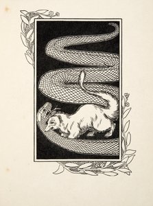 蛇の駆除、『動物の百珍』より。1924年、彫刻 作： Percy J. Billingshurst