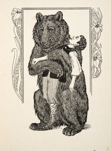 クマと子供、動物の百の逸話、パブから。 1924 作： Percy J. Billingshurst