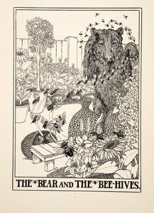 熊と蜂の巣」（イソップの百物語より、1903年に出版）（彫刻 作： Percy J. Billingshurst