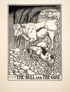 イソップ寓話集』より「牡牛と山羊」（1903年刊）（彫刻作品