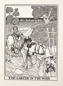 フォンテーヌ寓話集』より「泥沼のカーター」。1905年（彫刻 作： Percy J. Billingshurst