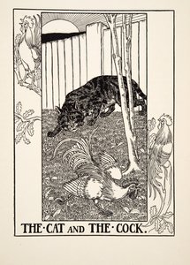 猫と雄鶏、イソップの百寓話、pub.1903