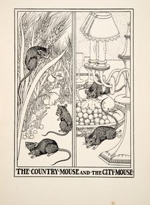 カントリーマウスとシティマウス、イソップの百寓話、pub.1903から