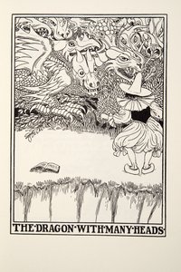 フォンテーヌ寓話集』より「頭の多い竜」。1905年（彫刻）。 作： Percy J. Billingshurst