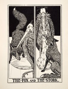 フォックスとコウノトリ、イソップの百寓話、pub.1903