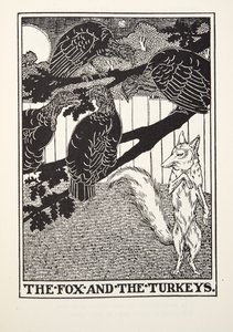 Fox and the Turkeys、from Fontaine Fables、pub。 1905