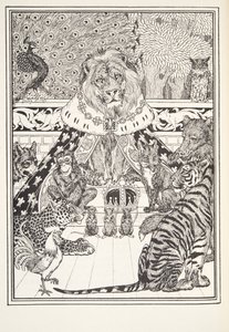 ライオンと彼のアソシエイト、Frontispiece、Fontaine Fables、パブ。 1905