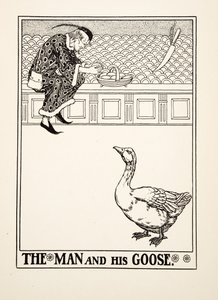 イソップ寓話集』より「男とガチョウ」（1903年刊）（彫刻 作： Percy J. Billingshurst