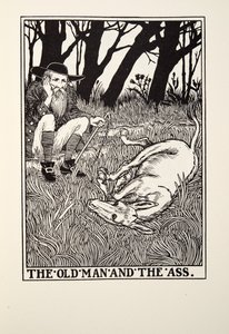 老人とお尻、フォンテーヌ寓話、パブから。 1905 作： Percy J. Billingshurst