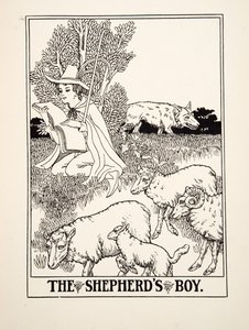 羊飼いの少年、イソップの百寓話、pub.1903 作： Percy J. Billingshurst