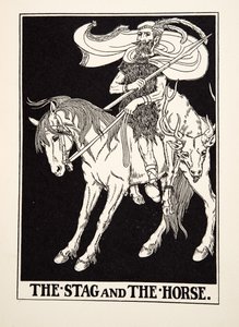イソップ寓話集』より「鹿と馬」（1903年刊）（彫刻 作： Percy J. Billingshurst