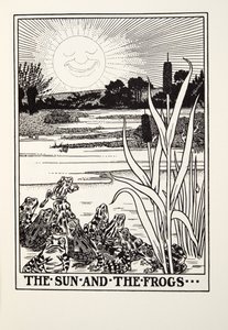 太陽とカエル、フォンテーヌ寓話、パブから。 1905 作： Percy J. Billingshurst