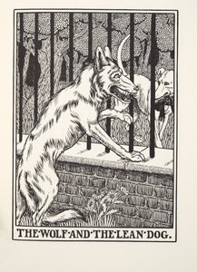狼と痩せた犬』（フォンテーヌ寓話集より）。1905年（彫刻