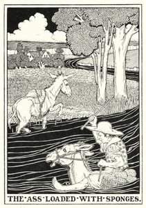 ラ・フォンテーヌの寓話: スポンジを積んだロバ (litho) 作： Percy James Billinghurst