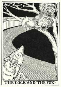 ラ・フォンテーヌの寓話: 雄鶏と狐 (litho) 作： Percy James Billinghurst