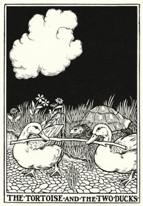 ラ・フォンテーヌの寓話: 亀と二羽のアヒル (リソ) 作： Percy James Billinghurst