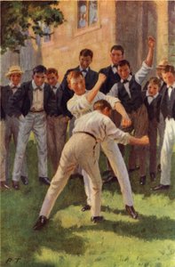 トムが入り、2 つの重いボディ ブローを打つ (カラー リソ) 作： Percy Tarrant