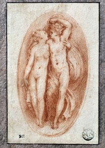 抱き合うカップル。ピエロ・デル・ヴァガことピエトロ・ブォナコルシ（1500-1546/47）の「三国志」の絵 作： Perino del Vaga