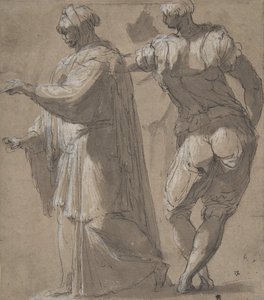 2 人の立っている男性像、1501 年から 47 年。 作： Perino del Vaga