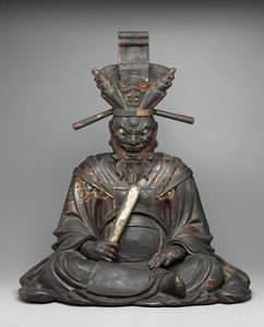 Emma-O、16世紀後半から17世紀初頭（木、漆、金の金箔、ガラス） 作： Period Momoyama