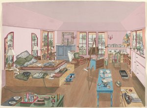 ベッドルーム、1940年 作： Perkins Harnly