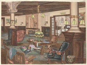 ハリウッドホテルのロビー、1902年 作： Perkins Harnly