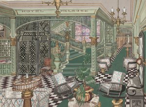 メルローズホテルのロビー、1880年頃。 1947年。