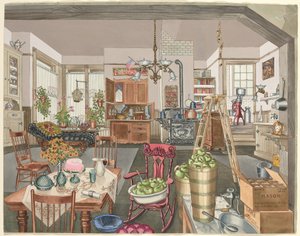 半田舎のキッチンとダイニングルーム、1910年、19351942。 作： Perkins Harnly