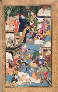追加 22703 fol.52v 1387 年のイスファハーンの略奪。ティムールの軍隊が略奪、略奪、殺害を行っている様子を示しています。 作： Persian School