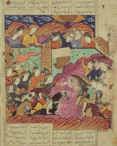 フェラディンとザハキの間の戦い、アブル・カシム・マヌール・フィルダウシ（c.934-c.1020）1619によるShahnama（Book of Kings）のイラスト 作： Persian School
