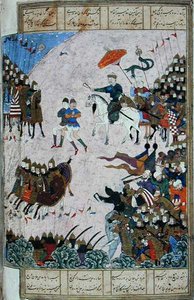 イスファンディヤルとアルジャスプの戦い（「シャーナマ（王の書）」からの挿絵）、Abu