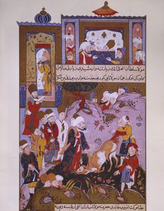 16世紀後半のルミに敬意を表する雄牛 作： Persian School