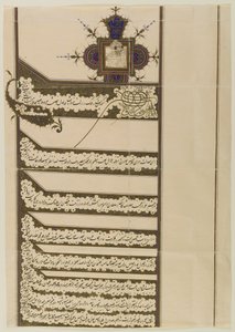 ファーマン（王室の勅令）、ムザファルアルディンシャーカジャのシール付き、1897年（紙にインクと金） 作： Persian School