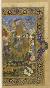 未確認のテキストからのフォリオ。ソロモンが即位 作： Persian School